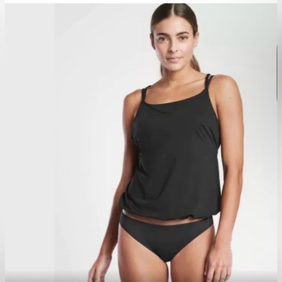 ATHLETA Seascape Blousy Tankini Black Top - Picture 1 of 6